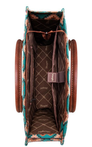 Wrangler Southwestern Pattern Dual Sided Print Canvas Wide Tote