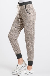 ANIMAL PRINT DRAWSTRING PANTS