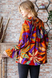 FLORAL OFF SHOULDER LONG SLEEVE BLOUSE