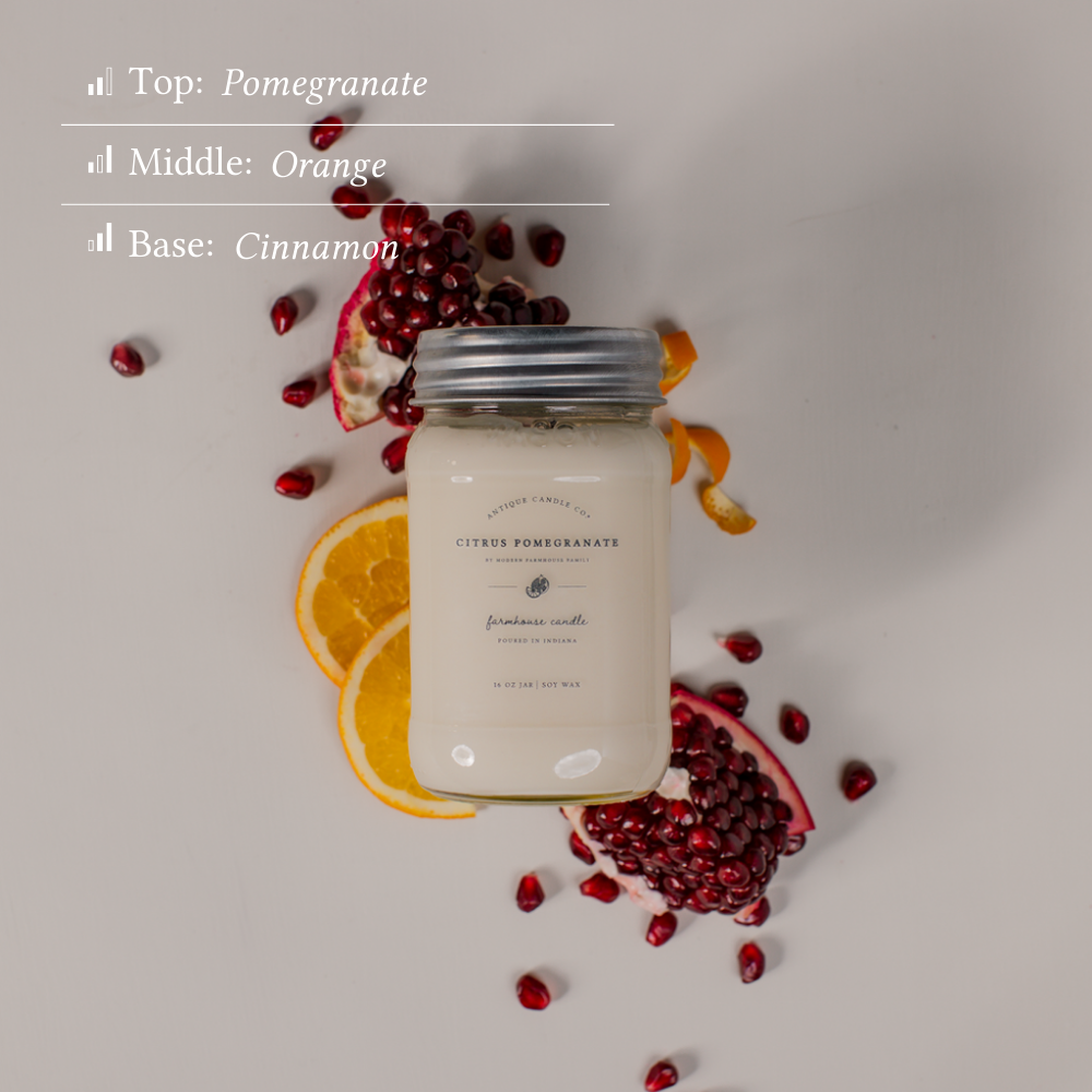 Citrus Pomegranate - Soy Wax Mason Jar Candle