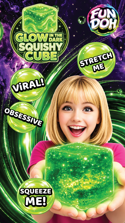 Fun Doh Glow in the Dark Squishy Sparkle Cube
