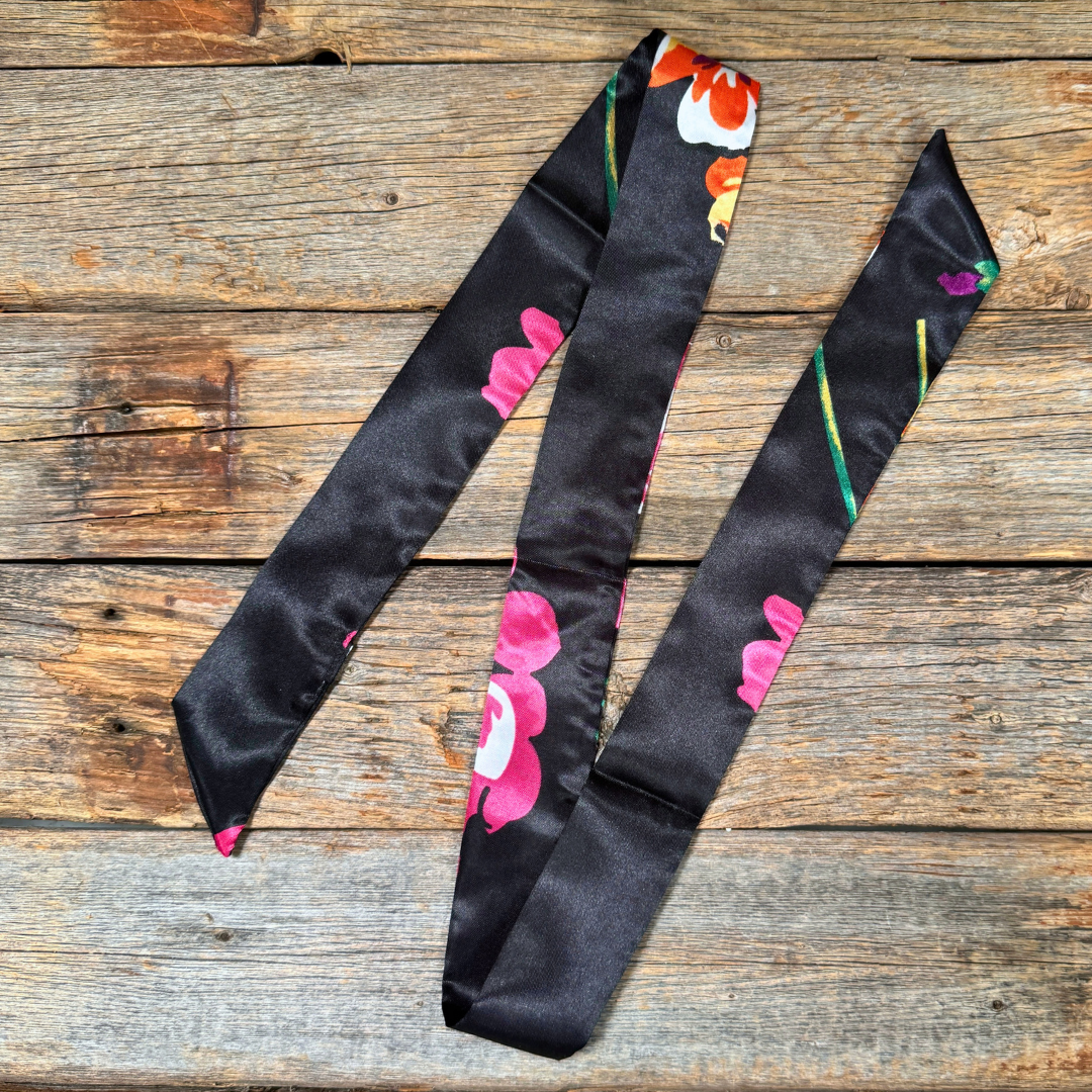 Black and Pink Western Skinny Mini Wild Rag Scarf / Cowgirl Necktie #TW320