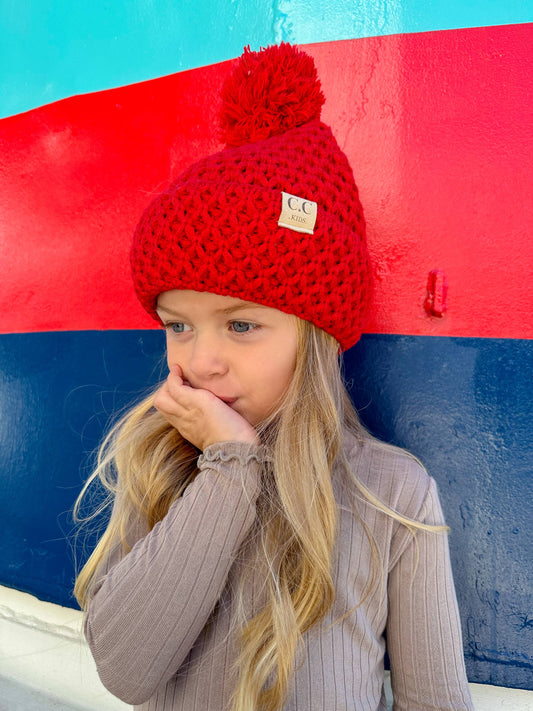 Kids' Bee Stitch Knit Pom C.C Beanie