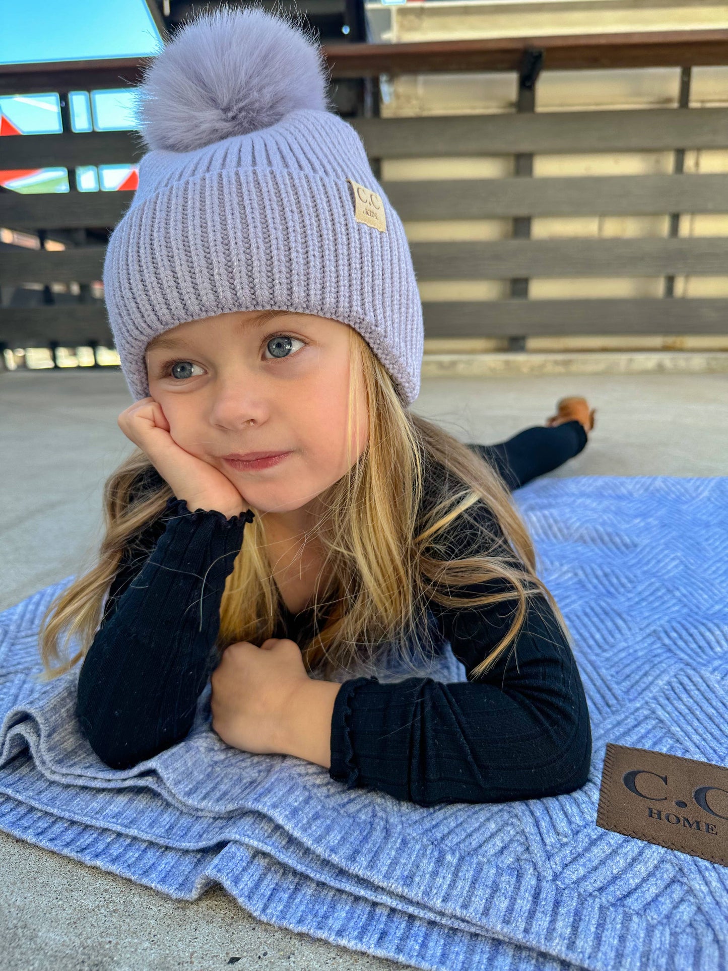 KIDS C.C Double Pom Beanie with Ear Flaps