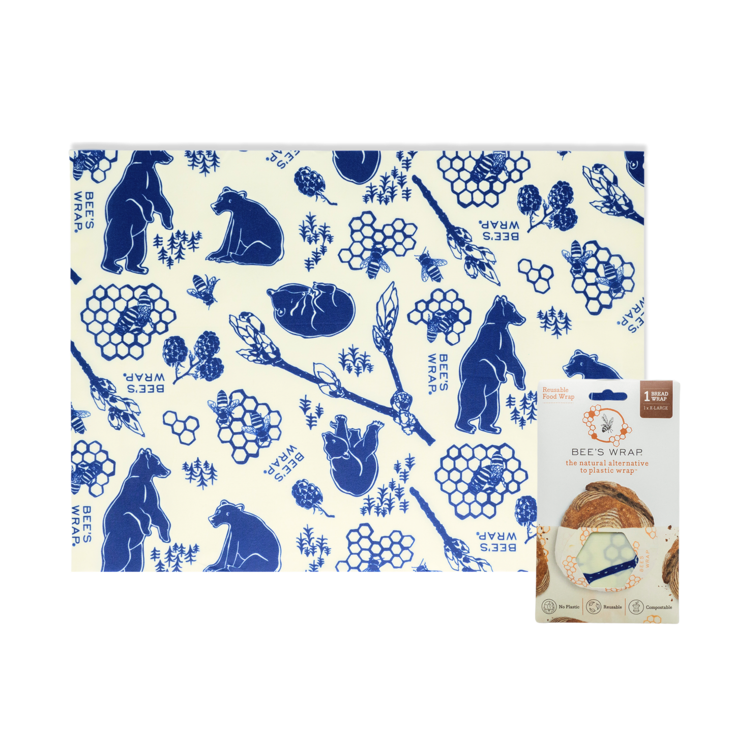 New! Bread Wrap - Bees & Bears Print