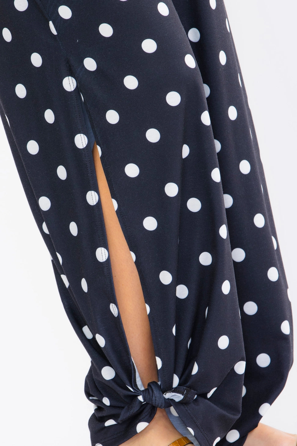 Polka Dot Wide Leg Ankle Tie Pants