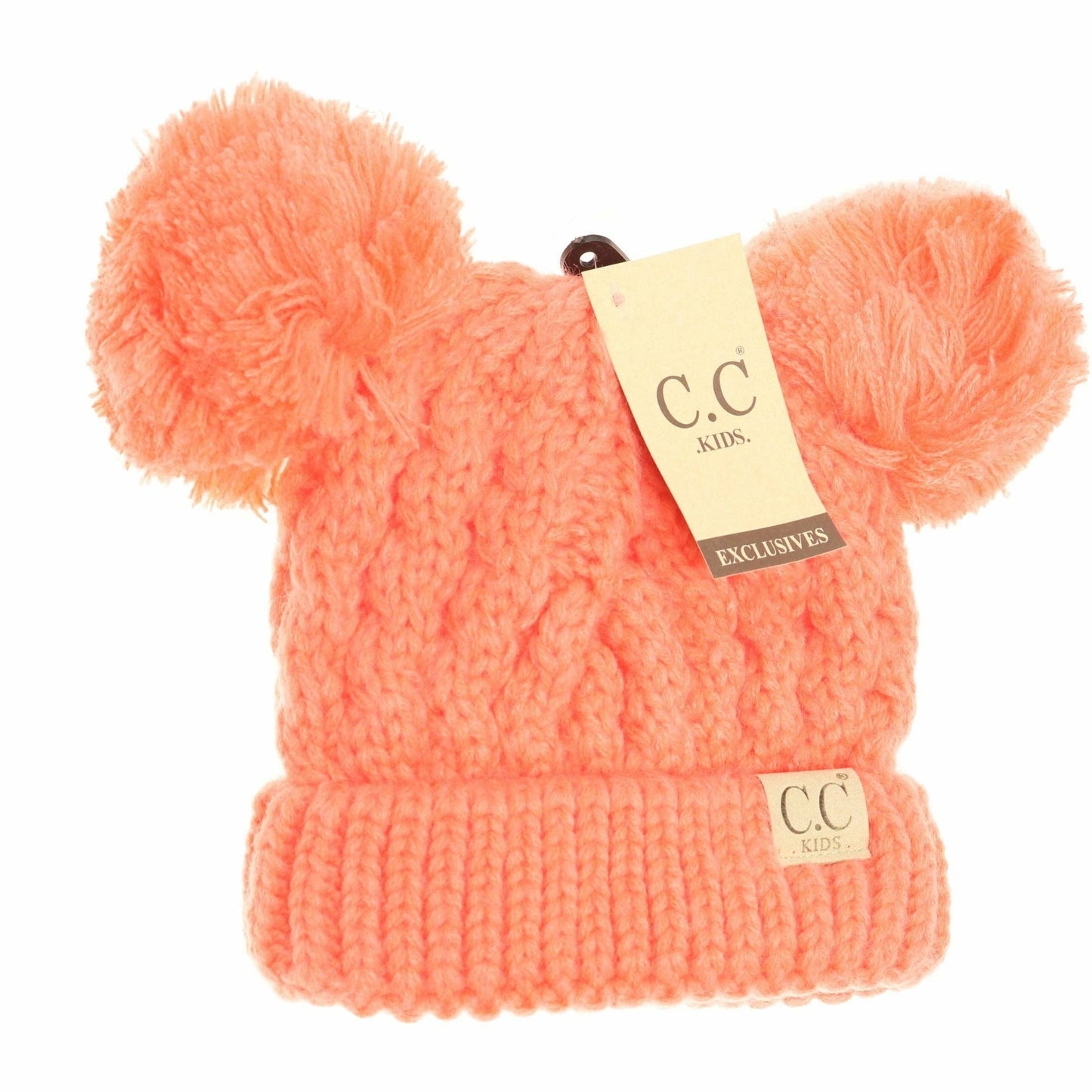 Kids Solid Double Pom CC Beanies KIDS24