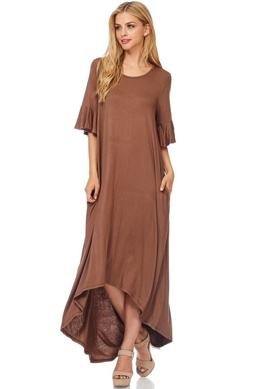 Ruffle Sleeve Hi Low Dress