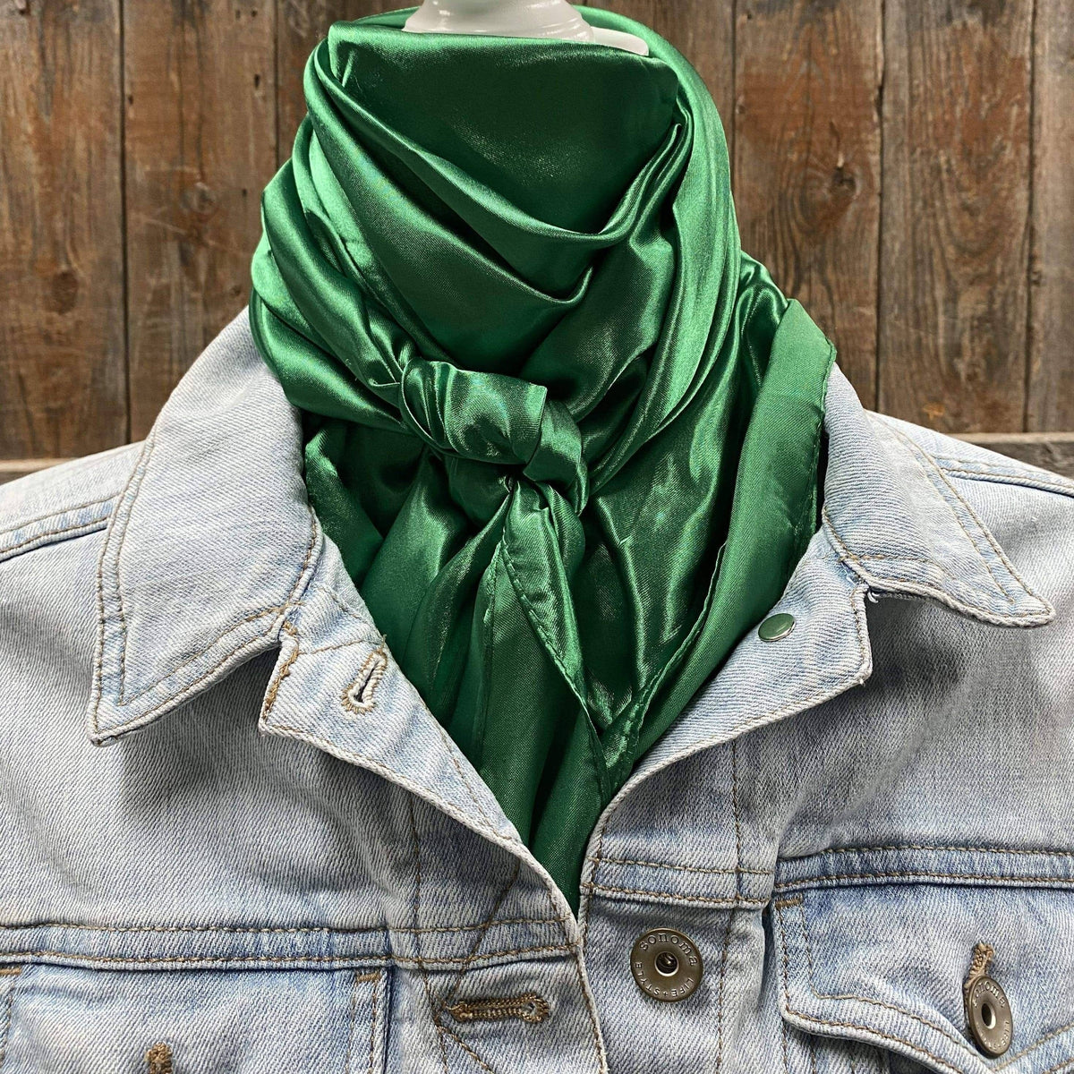 35X35" Solid Green  Wild Rag - Western Scarf