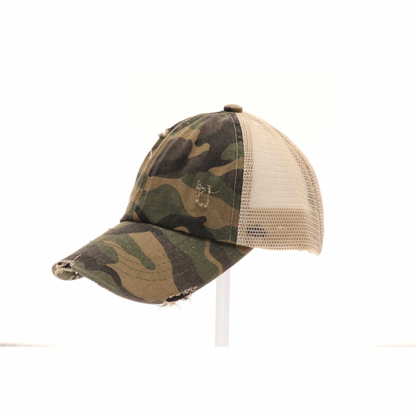 KIDS Distressed Camouflage Criss-Cross High Ponytail CC Ball