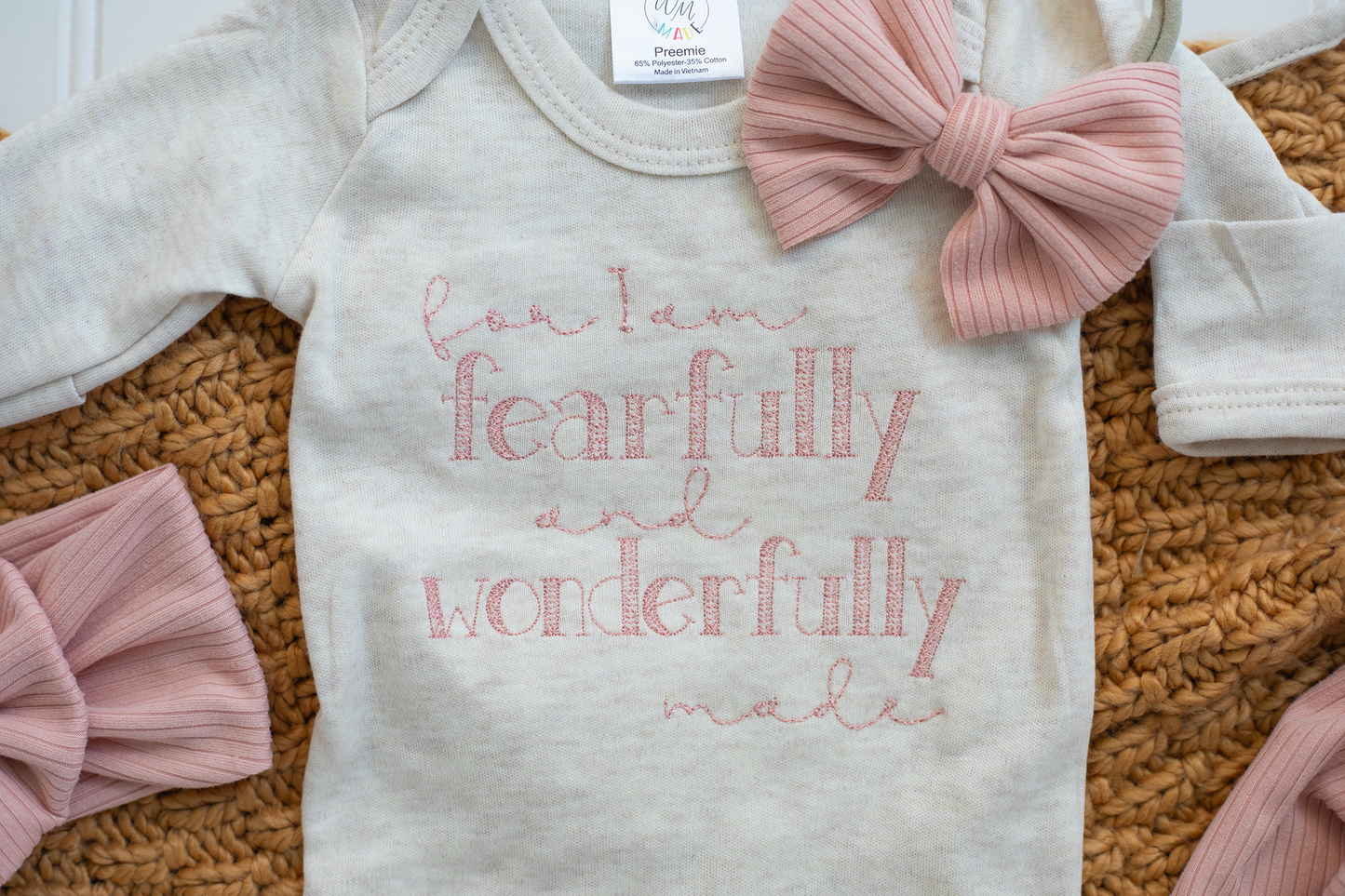 Baby Romper | Fearfully and Wonderfully Made Pink/Oatmeal
