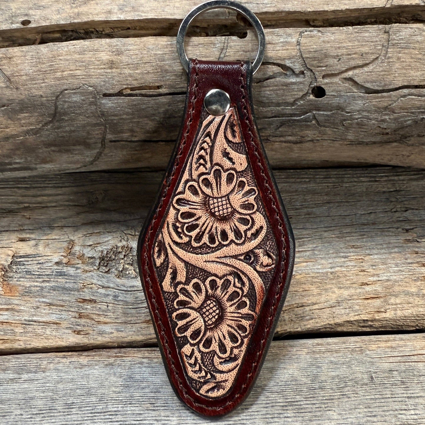 Two Tone Leather Key Chain