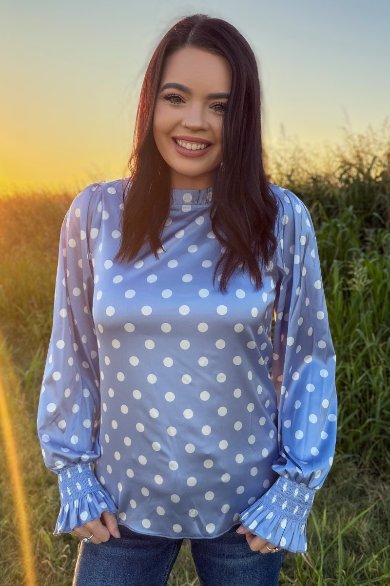 Sunday at the Ranch Top - Denim Dot