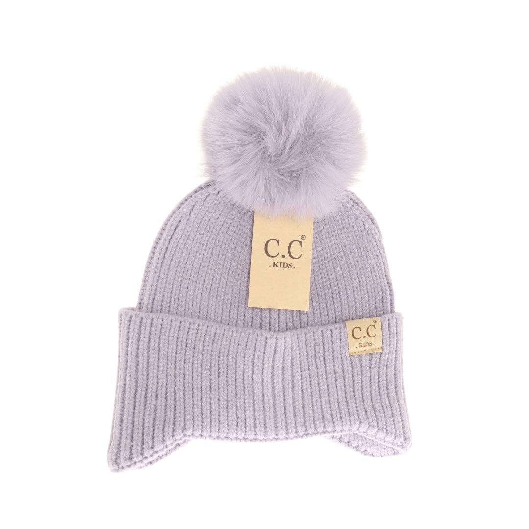 KIDS C.C Double Pom Beanie with Ear Flaps