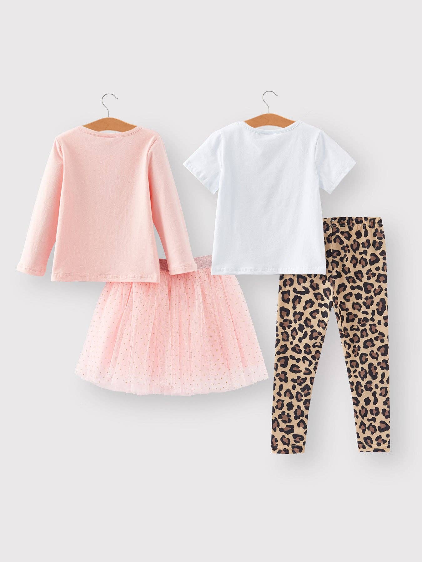 Valentine's Day Girls 4-piece T-shirt Gauze skirt Pants Set