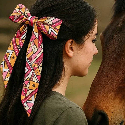Pink and Brown Western Skinny Mini Wild Rag Scarf / Cowgirl Necktie #TW330