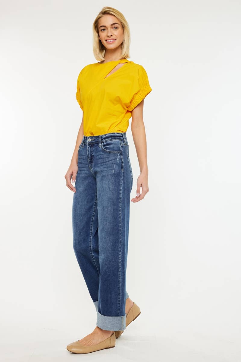 HIGH RISE WIDE LEG JEANS-KC20083M