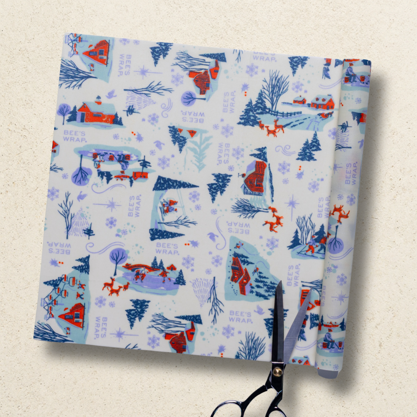 Bees Wrap Reusable Beeswax Food Wrap Roll -Snow Day