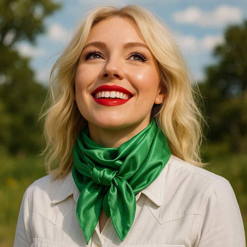 35X35" Solid Green  Wild Rag - Western Scarf