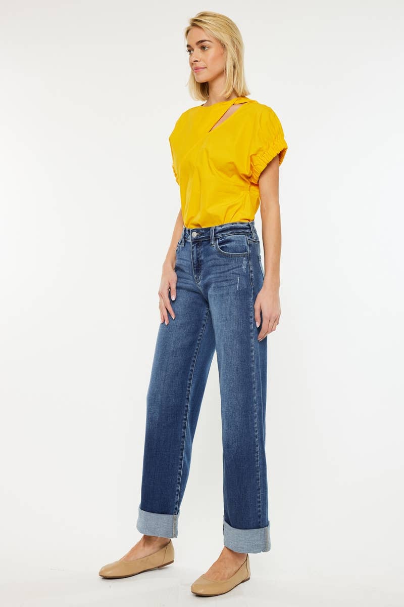HIGH RISE WIDE LEG JEANS-KC20083M