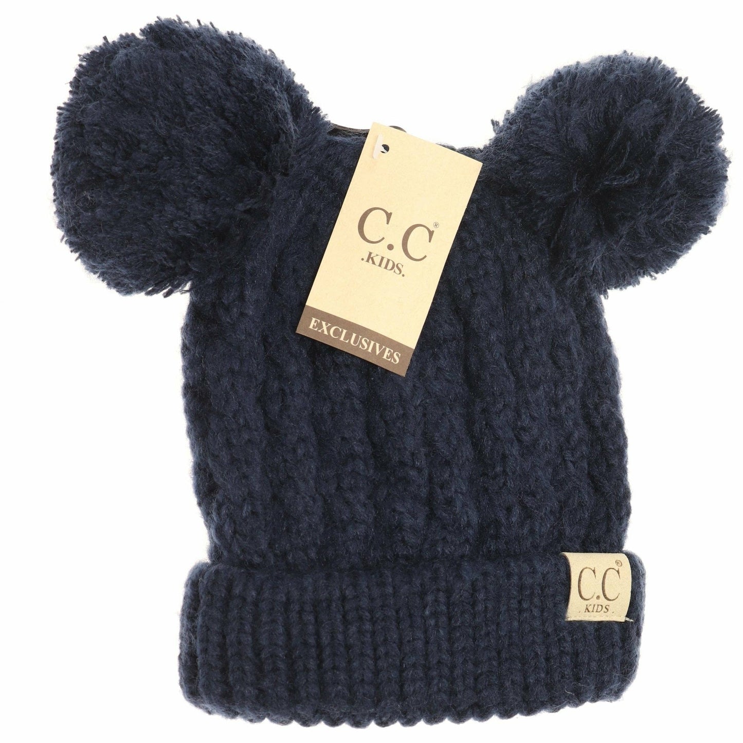 Kids Solid Double Pom CC Beanies KIDS24