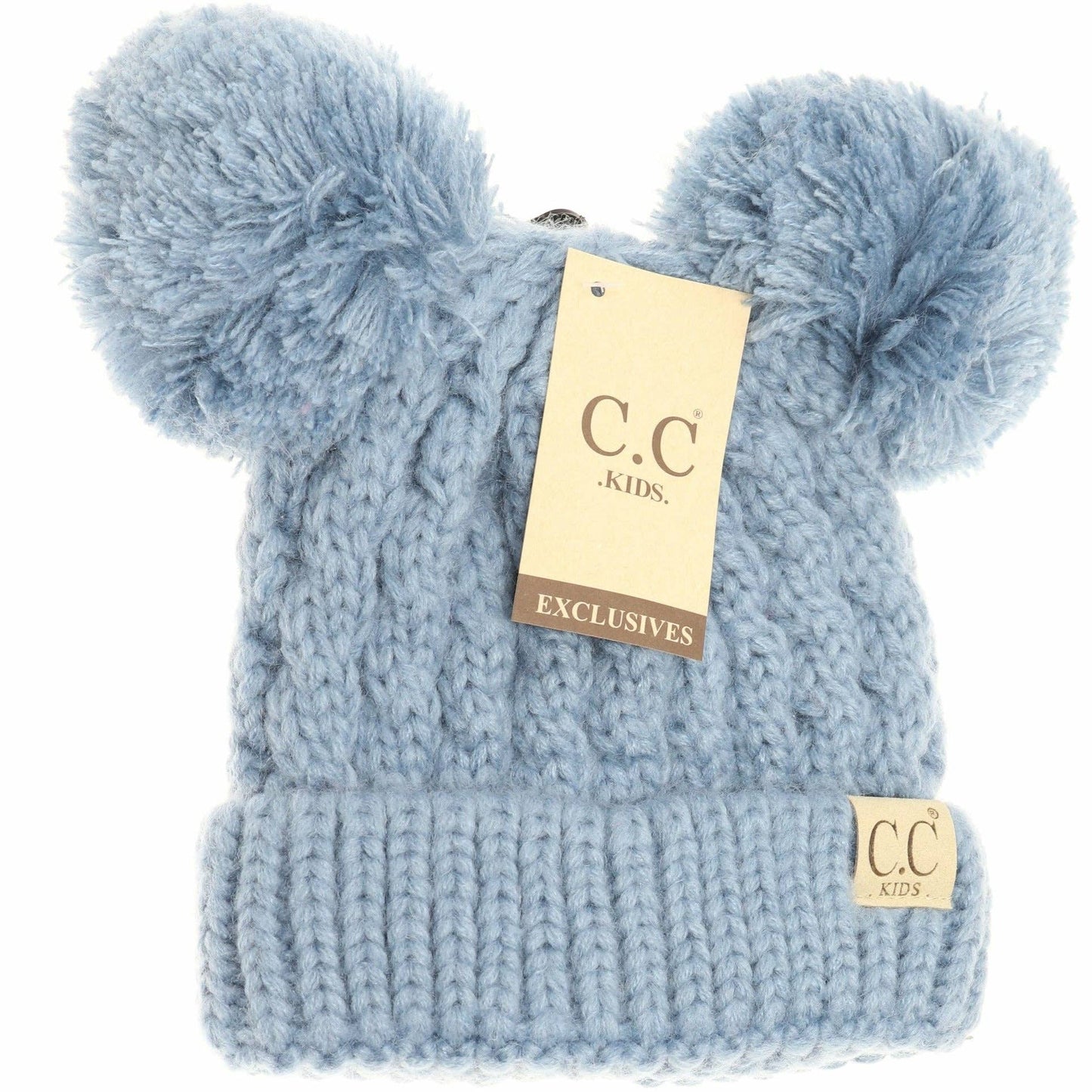 Kids Solid Double Pom CC Beanies KIDS24