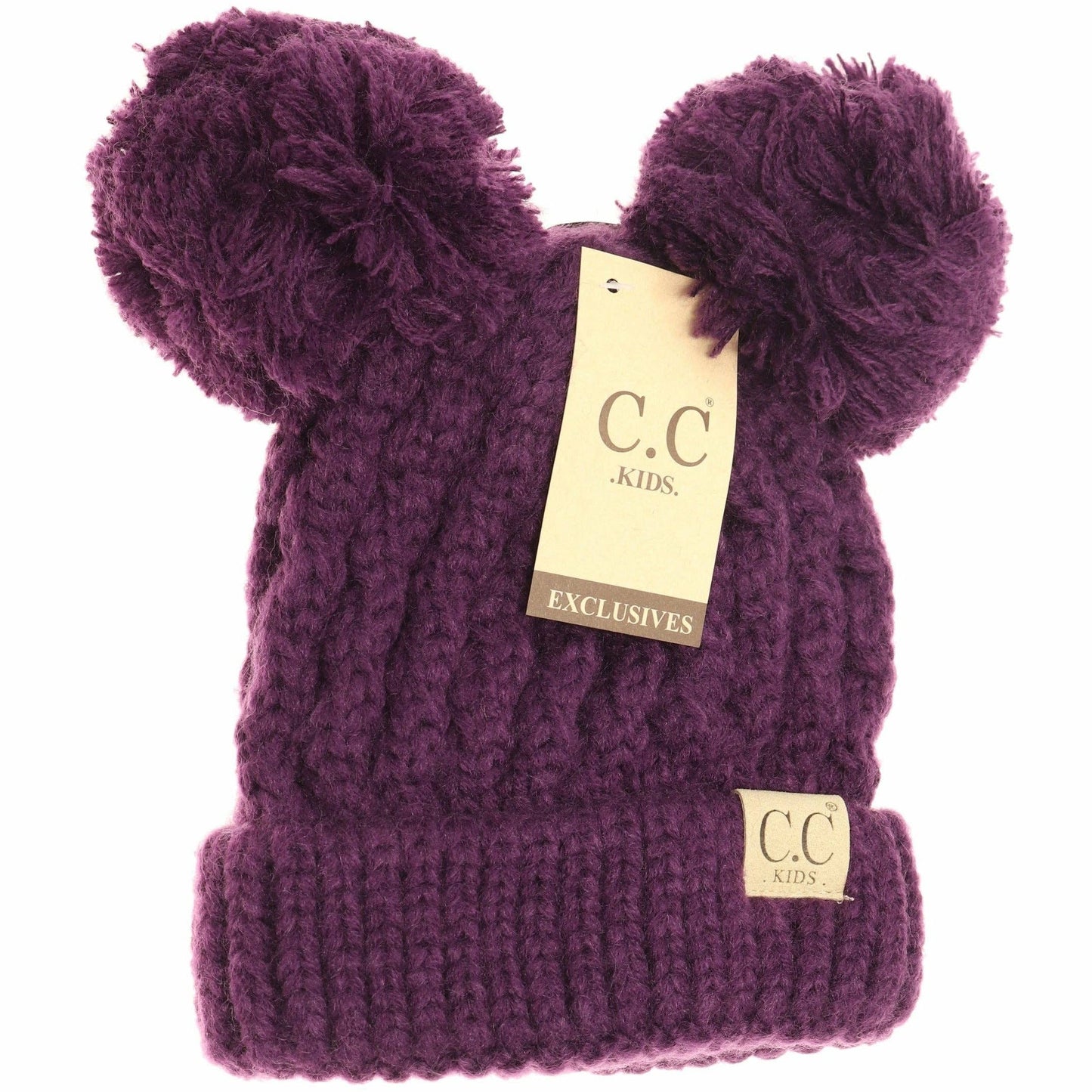 Kids Solid Double Pom CC Beanies KIDS24